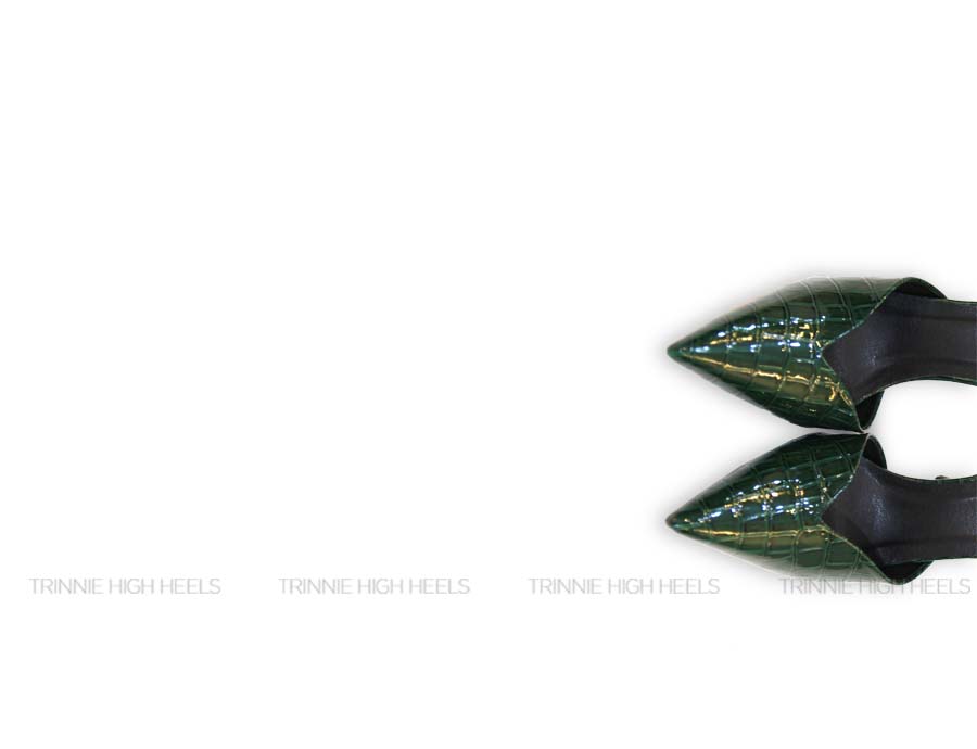 Souvenir hở eo vân cá sấu mũi siêu dài 11cm Xanh